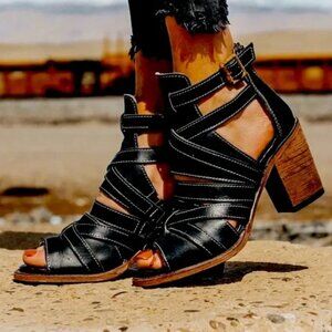 Strappy Black Heeled Sandals
